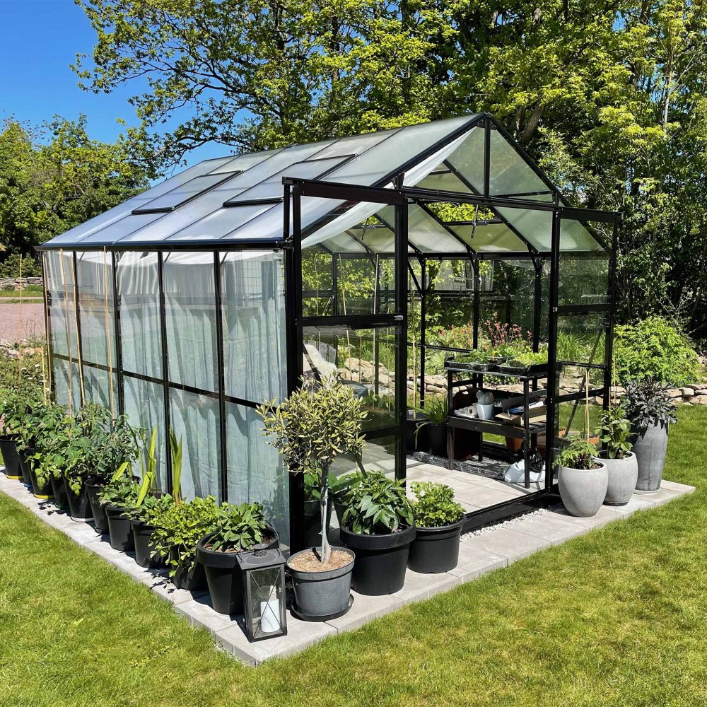 Växthus 8,0m² | 4mm säkerhetsglas | 5 års stormgaranti